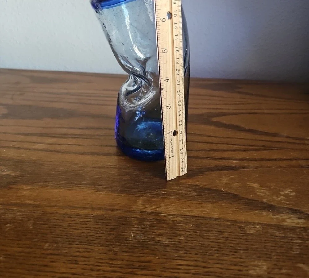 Mexico Handblown Cobalt Blue Glass Tote 3 #1 - Picture 7 of 7